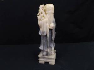 Antique HAND CARVED STONE Shouxing Asian God Sculpture