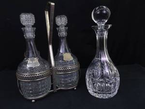 Lot of 3 Vintage Atlantis Crystal etc. Liquor Bottles