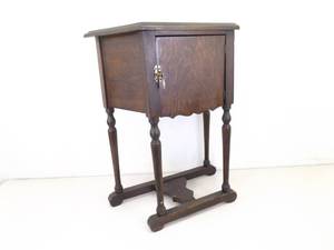 Antique Copper Lined Wood Cigar Humidor Cabinet
