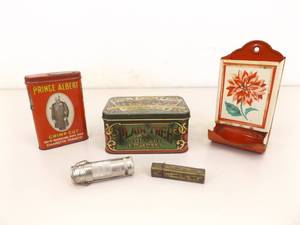 Lot of Antique etc. Tobacco Tins, Match Safes, etc.