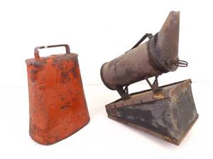 Large Antique Cowbell and Bee Smoker