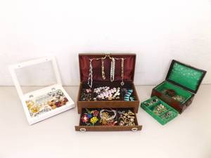 3 Jewelry Boxes and Display Cases PACKED with Higher End Costume Jewelry