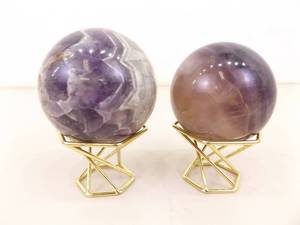 2 Medium Sized Polished Amethyst Balls on Stands