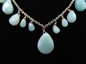 .925 Sterling Silver Rough Faceted Larimar Heart Chain Necklace