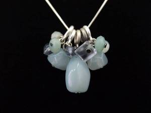 .925 Sterling Silver Rough Faceted Larimar, Amethyst, etc. Cluster Necklace