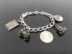 .925 Sterling Silver Vintage Charm Travel Bracelet