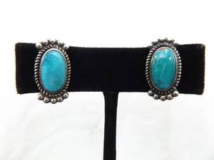 .925 Sterling Silver Turquoise Cabochon Screw Back Earrings