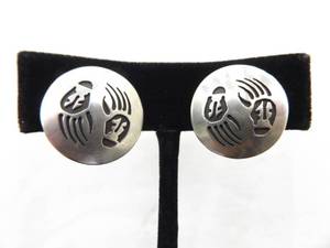 .925 Sterling Silver Bear Claw Clip Earrings Signed J. Begay