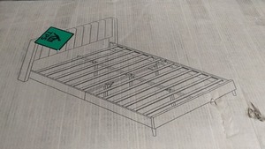 lot 51 image: New Standard Upholstered Twin Cream Colored Bed Frame with Instructions