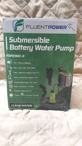 lot 57 image: Fluent Power Submersible Battery Water Pump FSP200C-2 18V Lithium