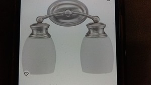lot 85 image: Satin Nickel Vanity Light Fixture with Frosted Glass Shades
