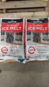 lot 101 image: 2 Bags of Morton Fast Acting Ice Melt - 25 lbs Each