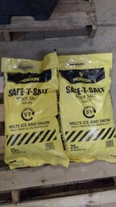 lot 102 image: Set of 2 Morton Safe-T-Salt Rock Salt 25 lb Bags