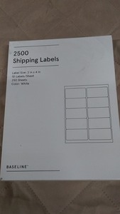 lot 187 image: 2500 Baseline Shipping Labels - 2 in x 4 in, 10 LabelsSheet