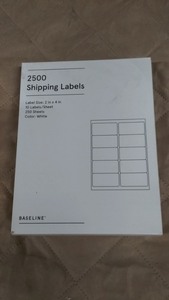 lot 189 image: 2500 Baseline Shipping Labels - 2 in x 4 in - 10 Labels per Sheet