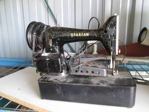 lot 98 image: Antique Spartan Sewing machine with...