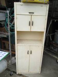 lot 206 image: Vintage Metal petite sized pantry c...