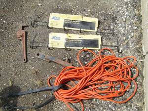 lot 218 image: Pair of extension cord plus metal f...