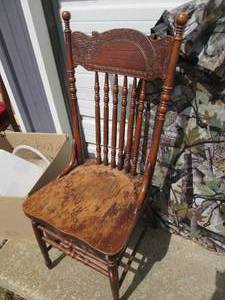 lot 240 image: Gorgeous Antique wood high back din...
