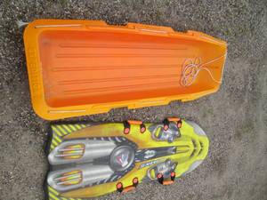 lot 150 image: (2) Down hill snow sleds...