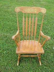 lot 151 image: Vintage Wood rocking chair with pai...