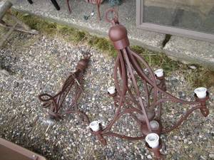 lot 158 image: Pair of Metal framed chandeliers st...