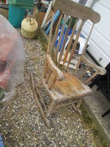 lot 159 image: Vintage Weathered wood rocking chai...