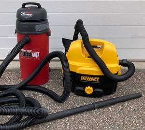 lot 107 image: Shop Vac Hang Up Wet Dry Vac and Dewalt Heavy Duty 2 Gal CordlessCorded Wet Dry Vacuum