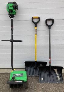 lot 116 image: Lawn Boy Snow Stick 120R and 2 snow shovels