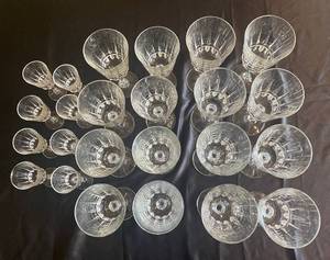 lot 118 image: Cristal DArques Crystal Water Goblets, Wine Glasses and Cordial Glasses