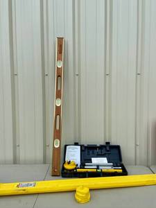 lot 113 image: Stanley 48 Level Case with level and 16 Laser Level Rotating Leveling Base Tripod