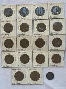 lot 144 image: Great Britain One Penny from 1911, 1915, 1917(2), 1919, 1920, 1927, 1930, 1936, 1937, 1938, 1944-1946, 1948, 1961(2) and 1963(2)