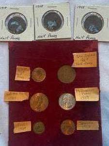 lot 153 image: Half Pennies from Great Britain, Ghana, New Zealand plus coins from India, Somalia and Madagascar