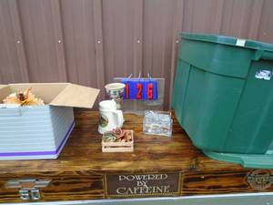 Tub of household items. As shown.