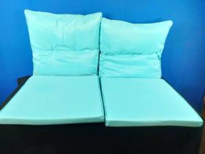 lot 127 image: Set of 4 Square Patio Chair Cushions 22x 22 Teal