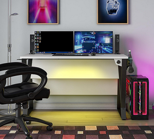 lot 130 image: White NTense Genesis Adjustable Gaming Desk