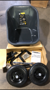 Gorilla 8 cu. ft. Dual-Wheel Wheelbarrow, Pro-Grade Poly Bucket, Steel Handles, Dual 16 in. Pneumatic Wheels, Easy-Dump Design Missing Pieces  Customer Returns See Pictures