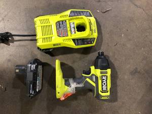 RYOBI ONE 18V Cordless 14 in. Impact Driver Battery and charger   Customer Returns See Pictures