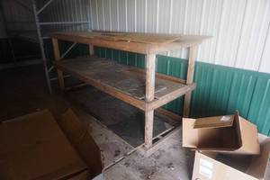 lot 104 image: 3 Level Home Made Wood Shelving