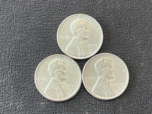 1943 P, D, and S Lincoln Steel Cents