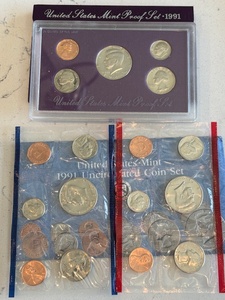 1991-S Proof Set and P & D Mint Sets