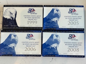 1999, 2005, 2006, and 2008 State Quarter Proof Sets