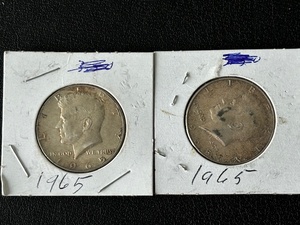 (2)1965 Kennedy Half Dollars 40% Silver
