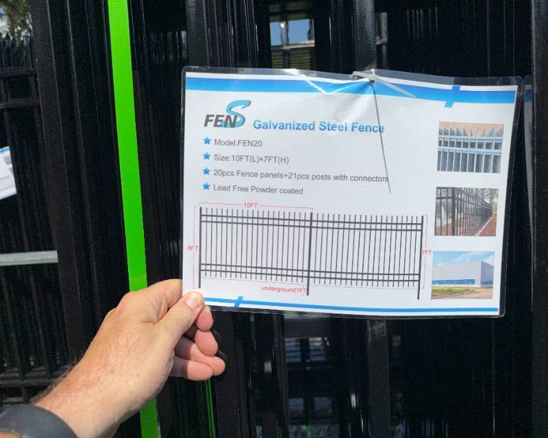 lot 171 image: Powder Coated Galvanized Steel Fence with Posts 