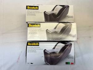 lot 120 image: 3 Scotch Desktop Tape Dispensers