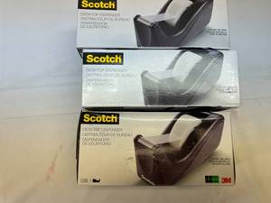 lot 123 image: 3 Scotch Desktop Tape Dispensers