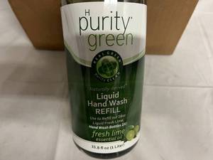 lot 134 image: 6 Bottles of Purity Green Liquid Hand Soap Refill - Fresh Lime