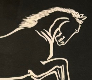 lot 30 image: Running Horse Vintage Mid Century Woodblock Print by Sonan Noda