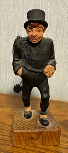 lot 29 image: Four Hand Carved Vintage Wooden Figurines including a Vintage Hand Carved Pretzl Wooden Figurine