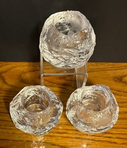 lot 165 image: Trio of Kosta Boda Snowball Votive Candle Holders